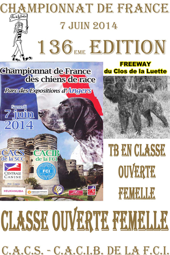 FREEWAY du Clos de la luette Championnat de france 2014 classe ouverte femelle